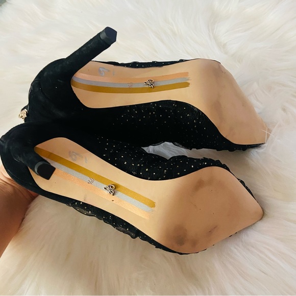 SAM EDELMAN Womens Polka Dot Tulle Sparkles Mesh Farren Stiletto Booties - Picture 5 of 6